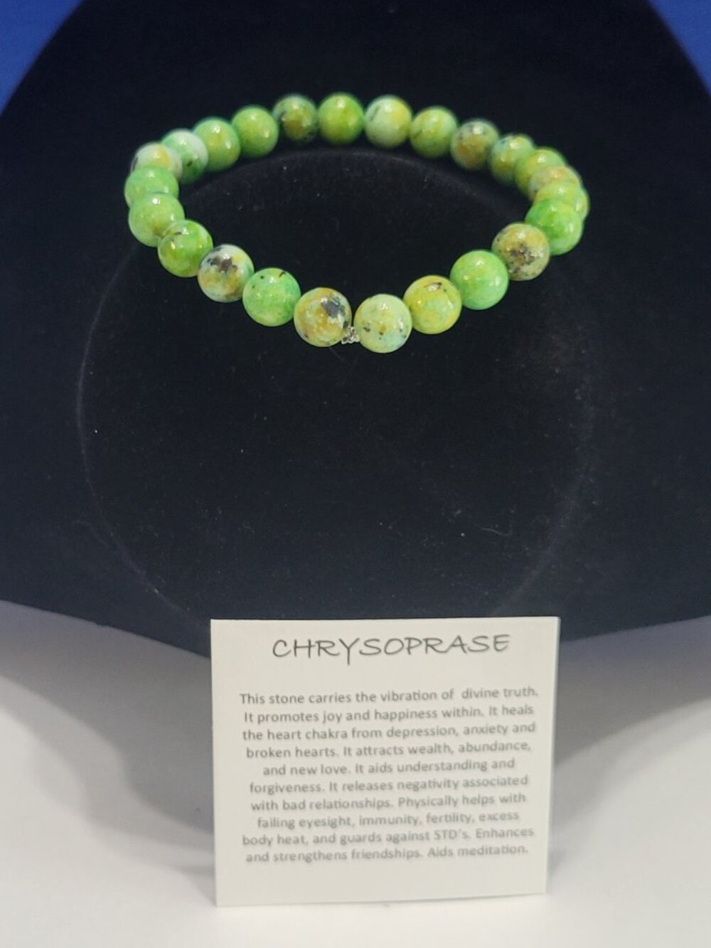 Vintage Natural Chrysoprase Green Beaded Bracelet for Happiness
